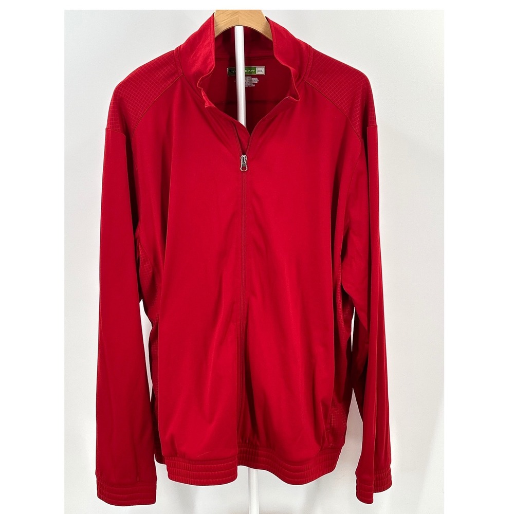 Tek Gear Mens XXL Red Full Zip Performance Track Jacket Mock Neck Athletic Layer